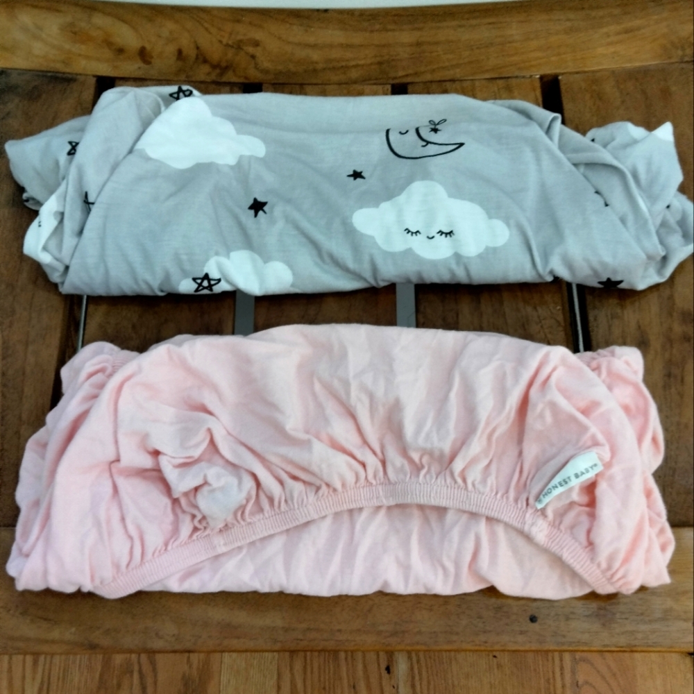 Pink and Gray Baby Bassinet Sheets